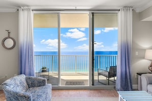 Gulf Views From Living Room & Balcony Patio