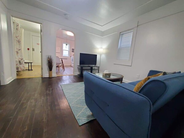 42" TV with sofa couch