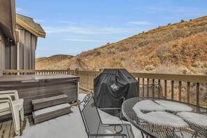 Exterior: Deck, private 5-person hot tub, beautiful views
