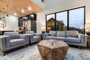 Enjoy the modern cabin vibes while relaxing.