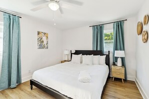 Enjoy two king bed rooms with TVs and a master with private bathroom!