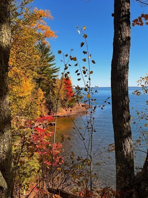 Picnic table view of the westerly Apostle Islands.