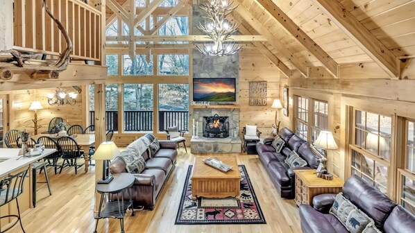 Lounge comfortably after a day of exploring in the cozy open-concept living space.