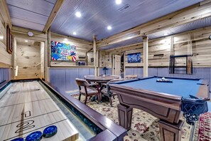 Challenge friends + family to a fun night of gaming in the Lower Level recreation room!