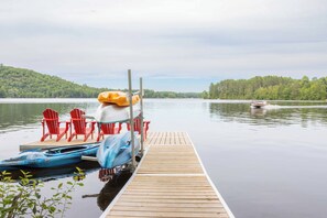 seasonal dock, with storage for kaykas, kid kayak