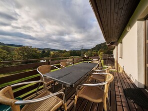 Wood, Porch, Balcony, Hardwood, Wood Stain, Kitchen & Dining Room Table, Outdoor Table, Eco Hotel, Handrail, Deck