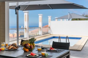 Breakfast In The Covered Barbecue Area With Those Wonderful Seaviews At Atlantic Sunrise Villa By Ourmadeira
