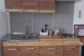 Kitchen in Casa Iguana apartment at Finca Oaxaca.