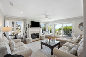 A gorgeous rental property with ocean views and modern furnishings.