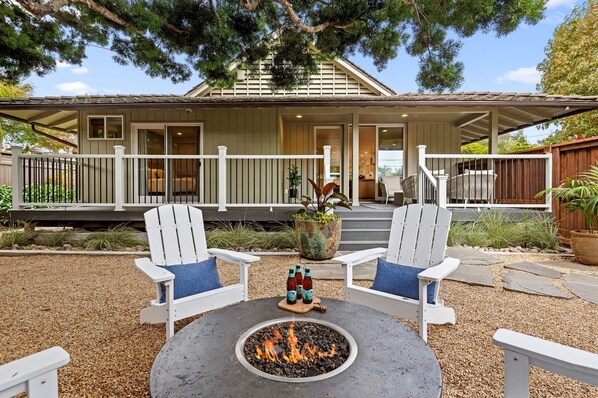Firepit in private front yard