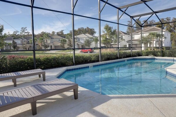 Private pool in the backyard.