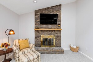 Brick Fireplace in formal living room