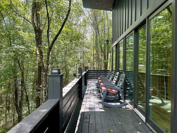 Relax in the rockers, and take in the mountainside view.