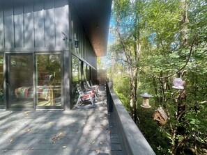 Enjoy the beautiful mountainside view as you watch the birds.