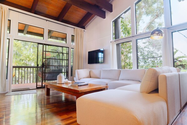 Vaulted ceilings and large windows make this place feel open and airy