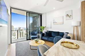 Experience luxury living while lounging around this elegant living room