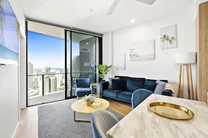 Experience luxury living while lounging around this elegant living room