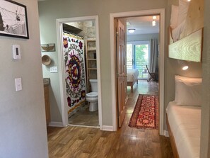 Separate Vanity and shower/tub combo.