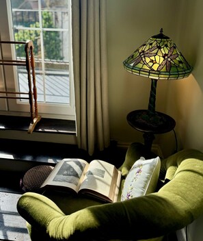 Reading corner in Master with views over the balcony.