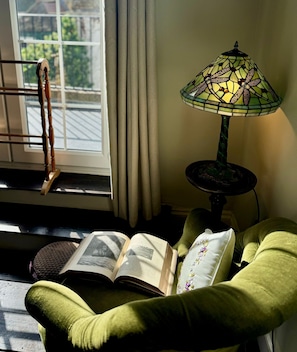 Reading corner in Master with views over the balcony.