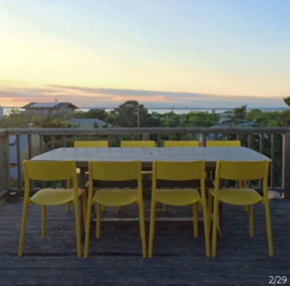 Table for 8 on outdoor deck