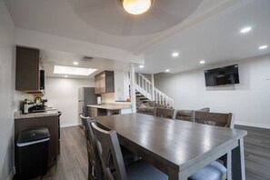 Comfortable dining space perfect for meals or game nights.