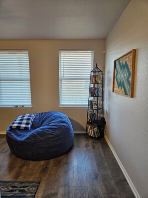 Cozy resting and reading area.
