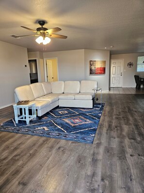 Living room with pull out sofa sleeper.