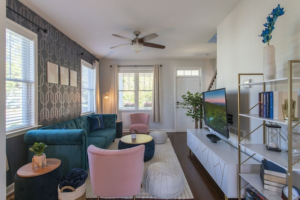 TV and board games in the living room