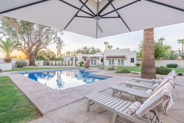 Enjoy a great backyard with plenty to do.
