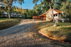  The guest house is on the right.