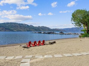 Main common beach, Barona has 2 Beach lounging areas. Guest beach chairs/lounger