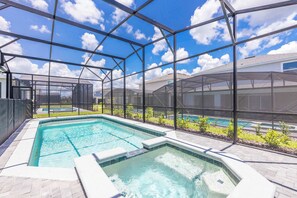 A private pool and whirlpool area waiting for you when you return from a day out