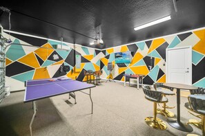 Game room with ping pong table fun.
