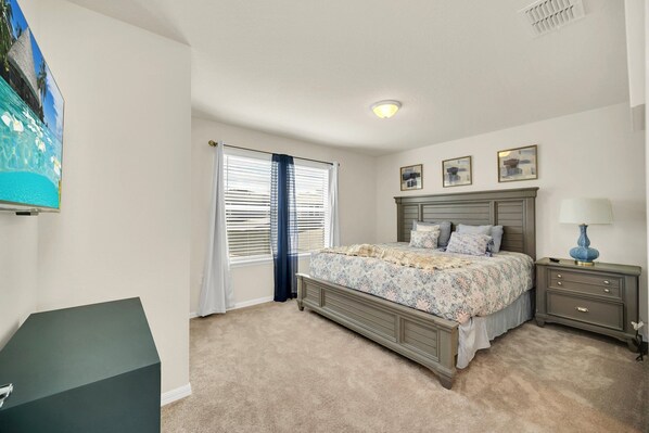 Rest after exploring nearby attractions in cozy bedroom