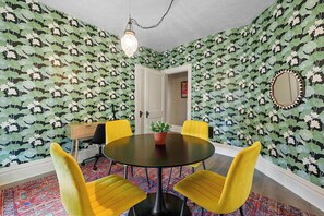 Gather for meals together at the dining table, with space for 4
