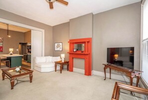 Curl up in the stylish living room & stream all your favorite entertainment