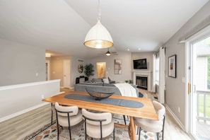Gather for meals together at the dining table, seating 6