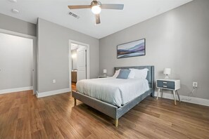 You’ll feel enveloped in warmth in this charming room with its rich wood accents and inviting bed. Wake up refreshed, surrounded by rustic coziness, and enjoy the perfect mix of comfort and natural vibes