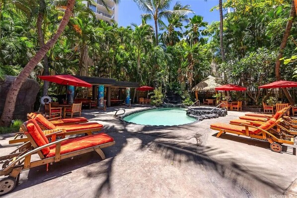 Pool lounging area