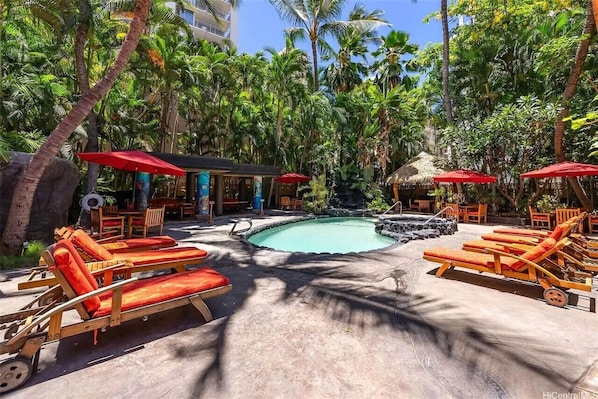 Pool lounging area