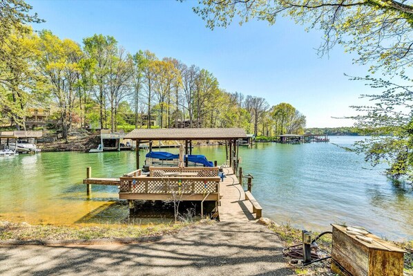 Access tranquil waters from our private dock, perfect for boating or relaxing.
