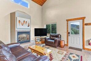 Cozy living area with propane fireplace