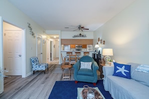 Intimate and inviting open-concept living area