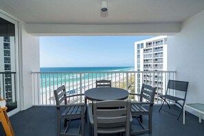 Breathe in the ocean air on the covered balcony