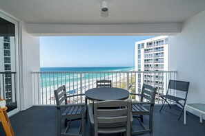 Breathe in the ocean air on the covered balcony