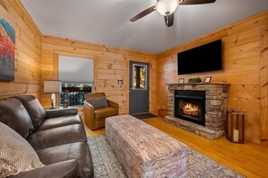 Gas Log Fireplace and Smart TV
