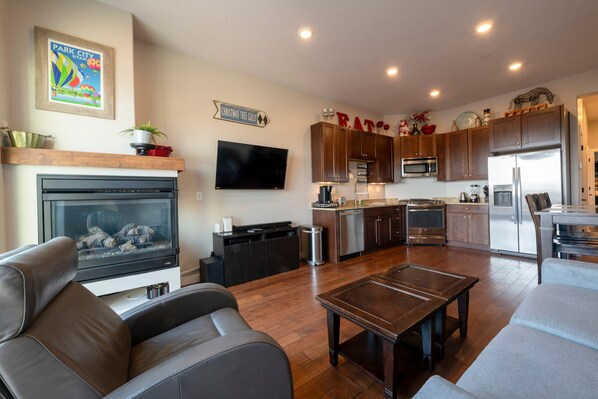 Newpark Terrace 57-Living room, gas fireplace, sofabed