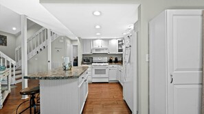 A fully stocked kitchen makes meal preparation a breeze.