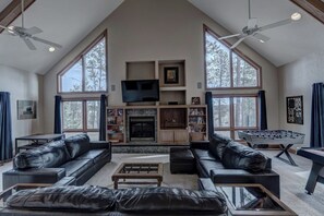 65" Smart VIZIO HDTV can be watched from the ground floor living area or the loft on the upper level 
